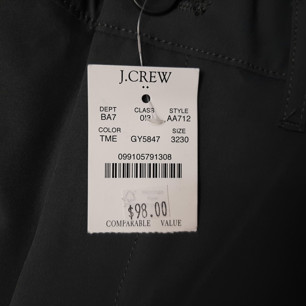NEW J Crew Tech Pants Mens 32x30 Gray Performance Chino Pant Stretch AA712 - Picture 8 of 10